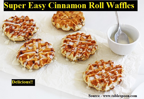 Super Easy Cinnamon Roll Waffles